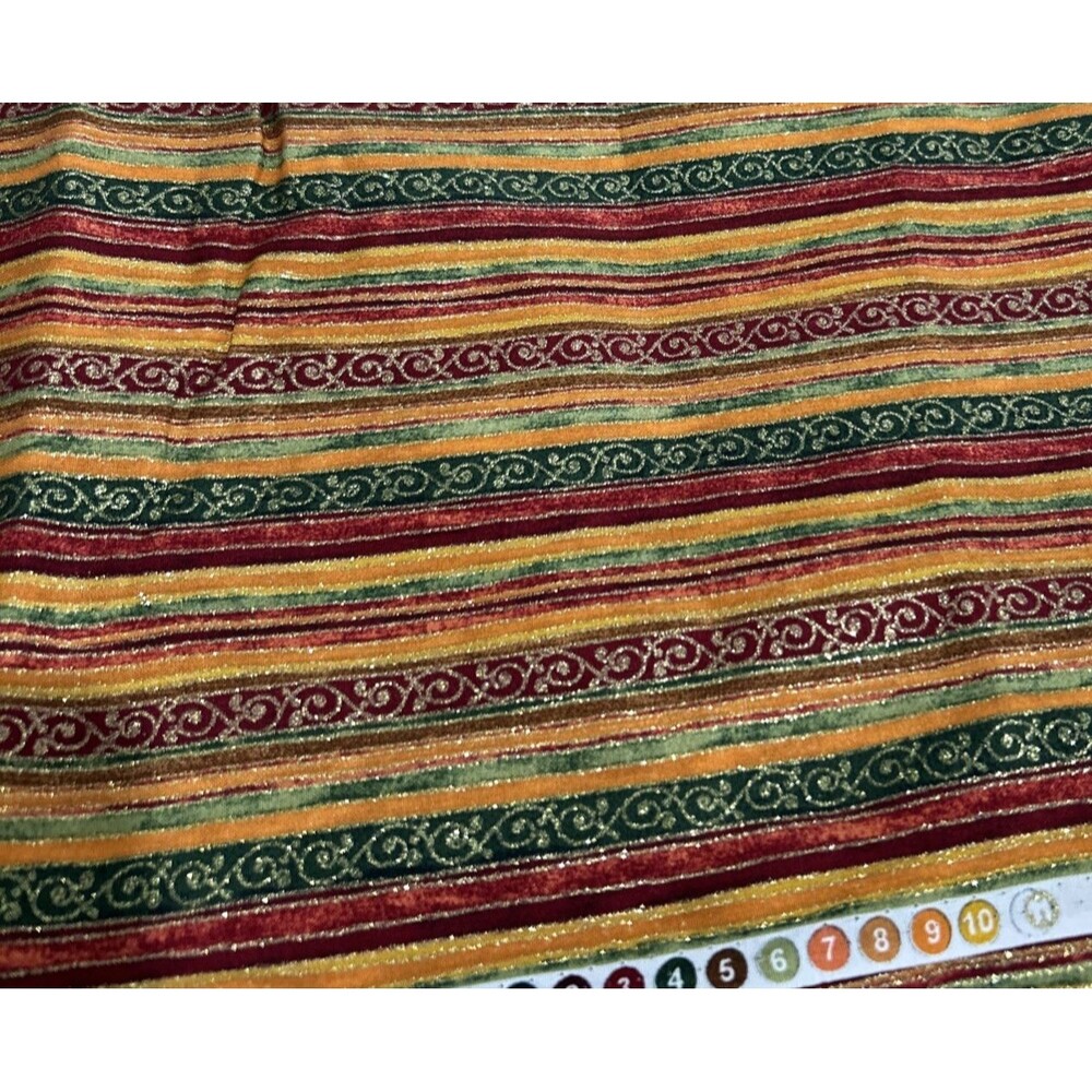 Holiday Theme Striped Fabric Traditions Cotton Quilting Red Green Gold 6+ Yards